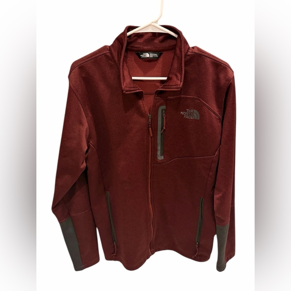 The North Face Men's Full Zip Jacket Medium Red Polyester With Fleece Interior